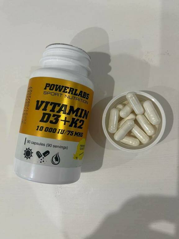 Powerlabs, Витамин D3 + K2, 10000 IU, 75 мкг, 90 капсул, отзывы покупателей, фото 1