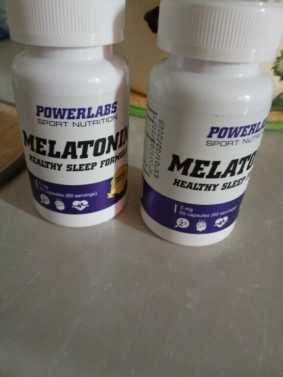 Мелатонин, Powerlabs, 5 мг, 60 капсул, отзывы покупателей, фото 1